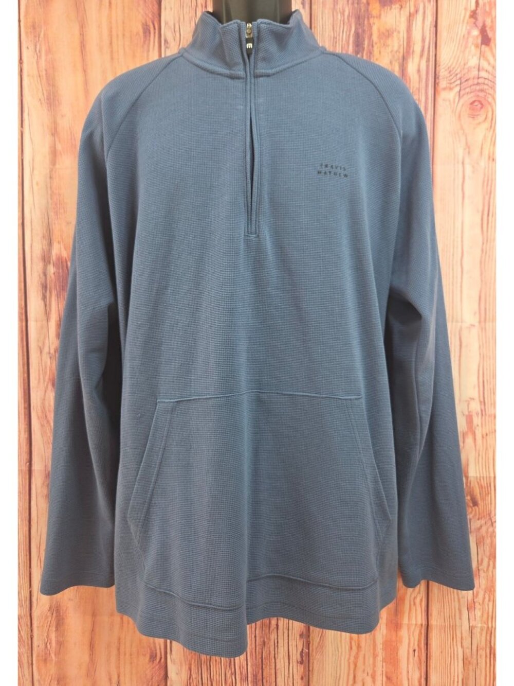 Travis Mathew Navy Blue Mens 1/4 Zip Pullover Sweatshirt XL Waffle Knit